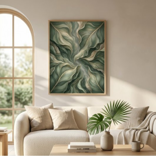 Elegante Saliegroene Stromende Botanische Blad Poster