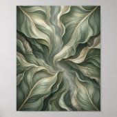 Elegante Saliegroene Stromende Botanische Blad Poster (Voorkant)