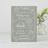 Elegante Saliegroene Thanksgiving-diner  Kaart (Staand voorkant)