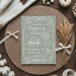 Elegante Saliegroene Thanksgiving-diner Kaart