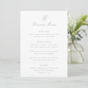 Elegante saliegroene traditionele trouwdag menu