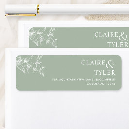 Elegante saliegroene trouw retouradres sticker