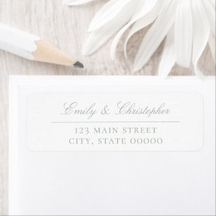 Elegante saliegroene trouw retouradres sticker