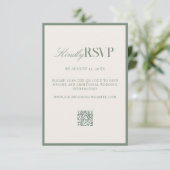 Elegante Saliegroene Trouw RSVP Kaartje (Staand voorkant)