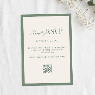 Elegante Saliegroene Trouw RSVP Kaartje