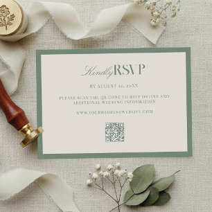 Elegante Saliegroene Trouw RSVP Kaartje