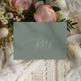 Elegante saliegroene trouw-RSVP RSVP Kaartje