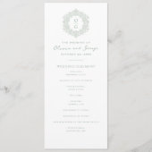 Elegante Saliegroene Trouwdag Erfstuk Programmakaart (Voorkant)