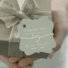 Elegante saliegroene trouwfavor-taglabels bedankjes labels