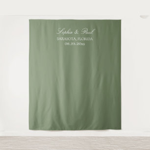 Elegante saliegroene trouwfotohoud-backdrop wandkleed