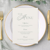 Elegante Saliegroene Trouwmenu Kaart