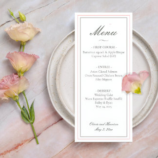 Elegante saliegroene trouwmenu menu