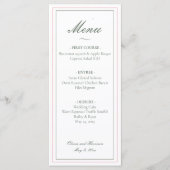 Elegante saliegroene trouwmenu menu (Voorkant)