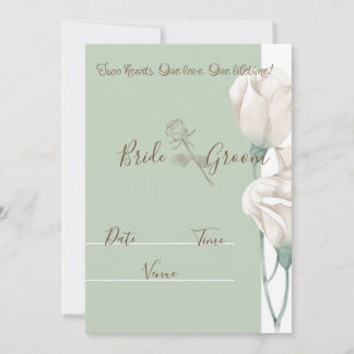 Elegante saliegroene trouwuitnodigingskaart | Brui Kaart