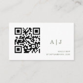 Elegante Saliegroene Trouwwebsite QR-code Informatiekaartje (Achterkant)
