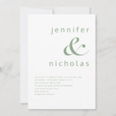 Elegante saliegroene typografie bruiloft kaart (Voorkant)