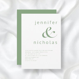 Elegante saliegroene typografie bruiloft kaart