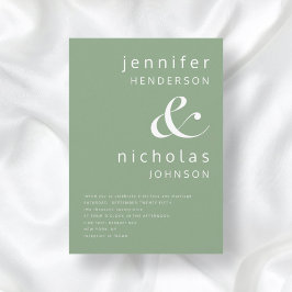 Elegante saliegroene typografie bruiloft  kaart