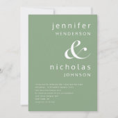Elegante saliegroene typografie bruiloft kaart (Voorkant)