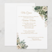 Elegante saliegroene uitnodiging met betoverende r (Voorkant / Achterkant)