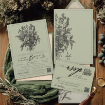 Elegante Saliegroene Vintage Bloem Boho Bruiloft