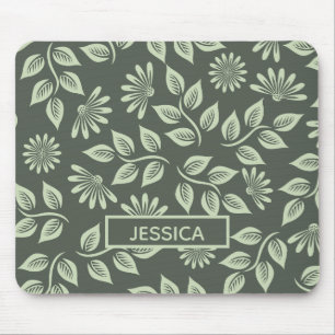 Elegante saliegroene vintage bloem persoonlijke muismat