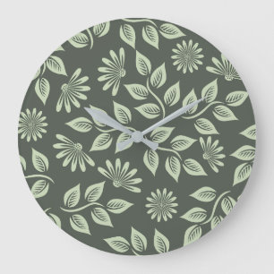 Elegante saliegroene vintage bloemen grote klok