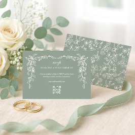 Elegante saliegroene vintage bloemenbruiloft RSVP kaartje