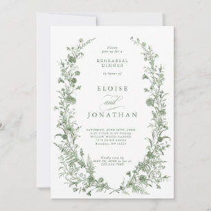Elegante Saliegroene Vintage Chic Oefendiner Kaart