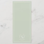 Elegante saliegroene wapenschild monogram bruiloft menu (Achterkant)