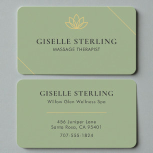 Elegante Saliegroene Wellness & Massage Therapeut Visitekaartje