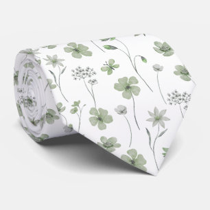 Elegante saliegroene wilde bloem bloemstuk stropdas