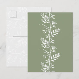 Elegante Saliegroene Wilde Bloem Silhouet Kunst Briefkaart