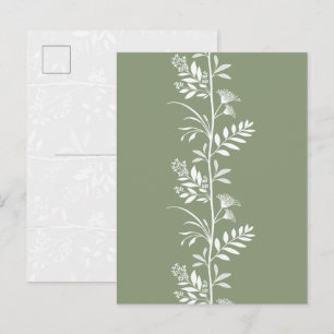 Elegante Saliegroene Wilde Bloem Silhouet Kunst Briefkaart