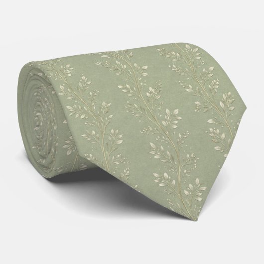 Elegante Saliegroene Wingerd Delicate Botanische A Stropdas (Opgerold)