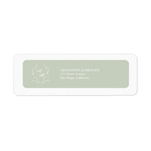 Elegante Saliegroene Witte Crest Monogram Huwelijk Etiket