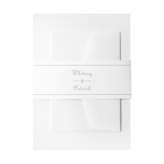 Elegante saliegroene witte script bruiloftsinvatie uitnodigingen wikkel (Voorkant Voorbeeld)