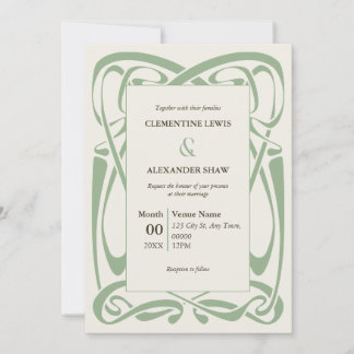 Elegante saliegroene zachte gele vintage lint kaart