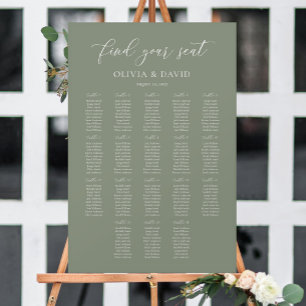 Elegante saliegroene zitplaatsgrafiek voor 18 tafe poster