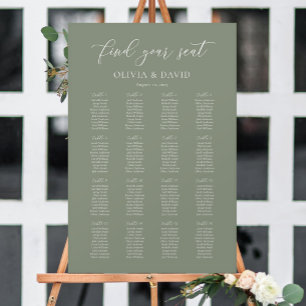 Elegante saliegroene zitplaatskaart voor 16 tafels poster