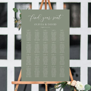 Elegante saliegroene zitplaatskaart voor 20 tafels poster