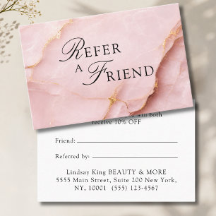 Elegante Salon Roze Marmeren Referral Cards Afsprakenkaartje