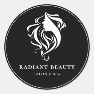 Elegante Salon Spa Modern Logo Zwart Ronde Sticker