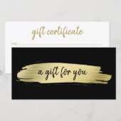 Elegante Salon Zakelijke Zwarte Gouden Cadeaubon (Voorkant / Achterkant)