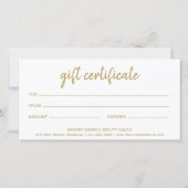 Elegante Salon Zakelijke Zwarte Gouden Cadeaubon (Achterkant)