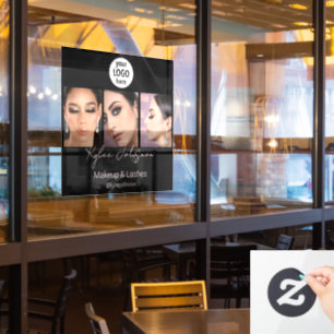 Elegante Salon Zwarte Blush Foto Bedankt Raamsticker