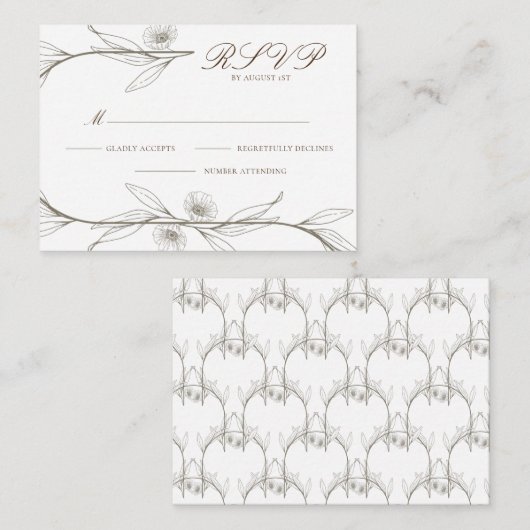 Elegante Sample Mini bloemenbruiloft RSVP-Kaart Informatiekaartje (Voorkant / Achterkant)