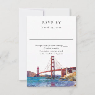 Elegante San Francisco-waterverf bruiloft RSVP Kaartje