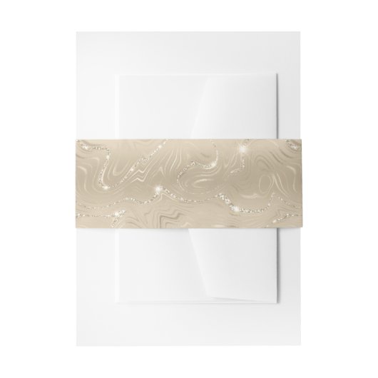 Elegante Sandy Gold Faux Folie Uitnodigingen Wikkel (Voorkant Voorbeeld)