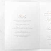 Elegante Sandy Neutral traditionele bruiloft Drieluik Uitnodiging (Binnenzijde eerst)